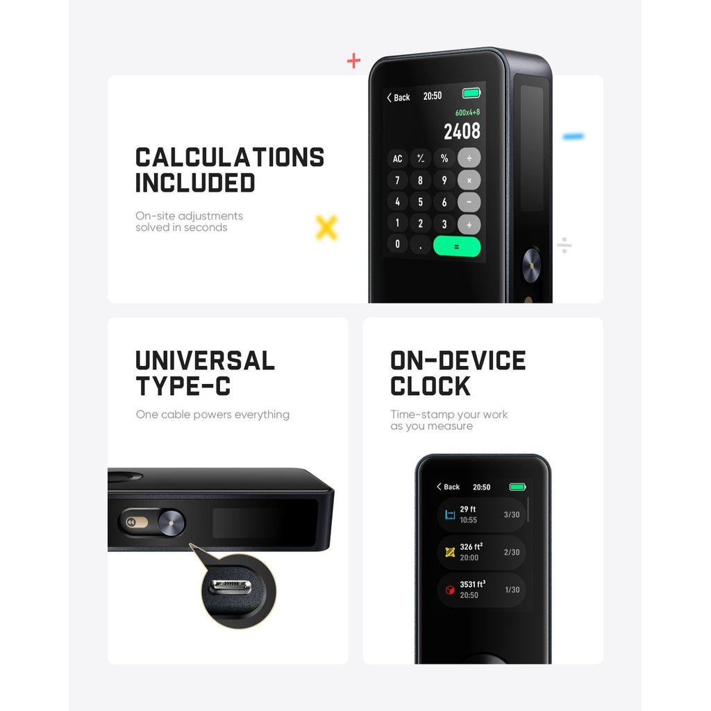 Fanttik A11 Ultra 3-in-1 Laser Measuring Tool with keypad and display on a white background