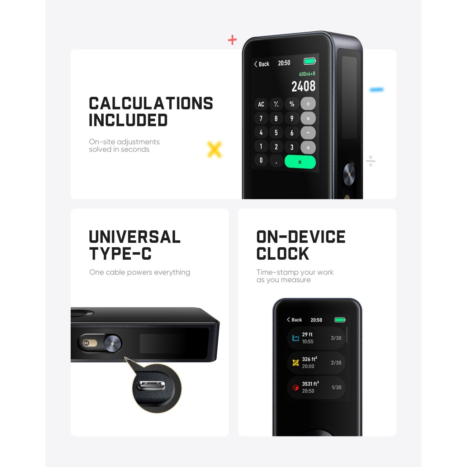 Fanttik A11 Ultra 3-in-1 Laser Measuring Tool with keypad and display on a white background