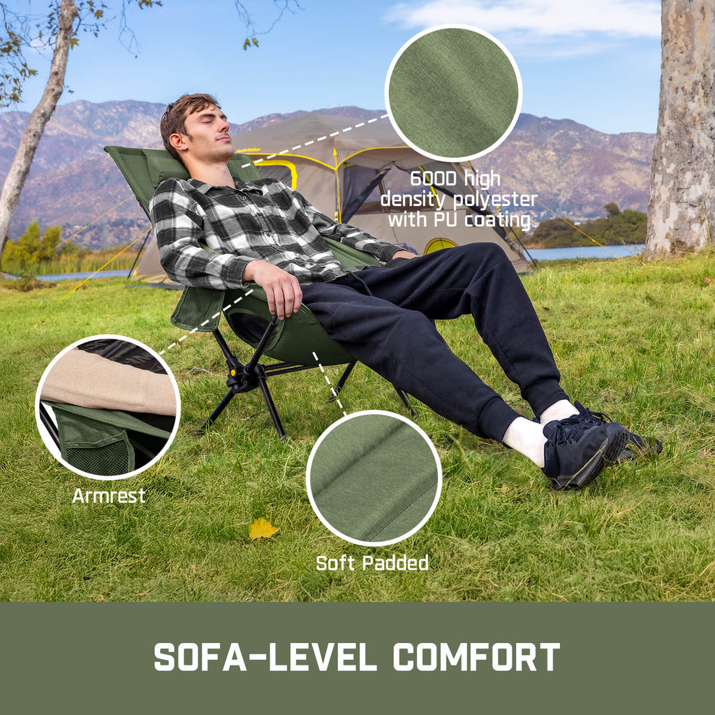 FanttikOutdoor Zeta L8 Max Camping Chair, Portable & Lightweight, Multi-Angle Adjustable, Supports up to 250 lbs, Comfort-Driven Design, High Strength Camping Chair for Travel, Hiking, Fishing, Green