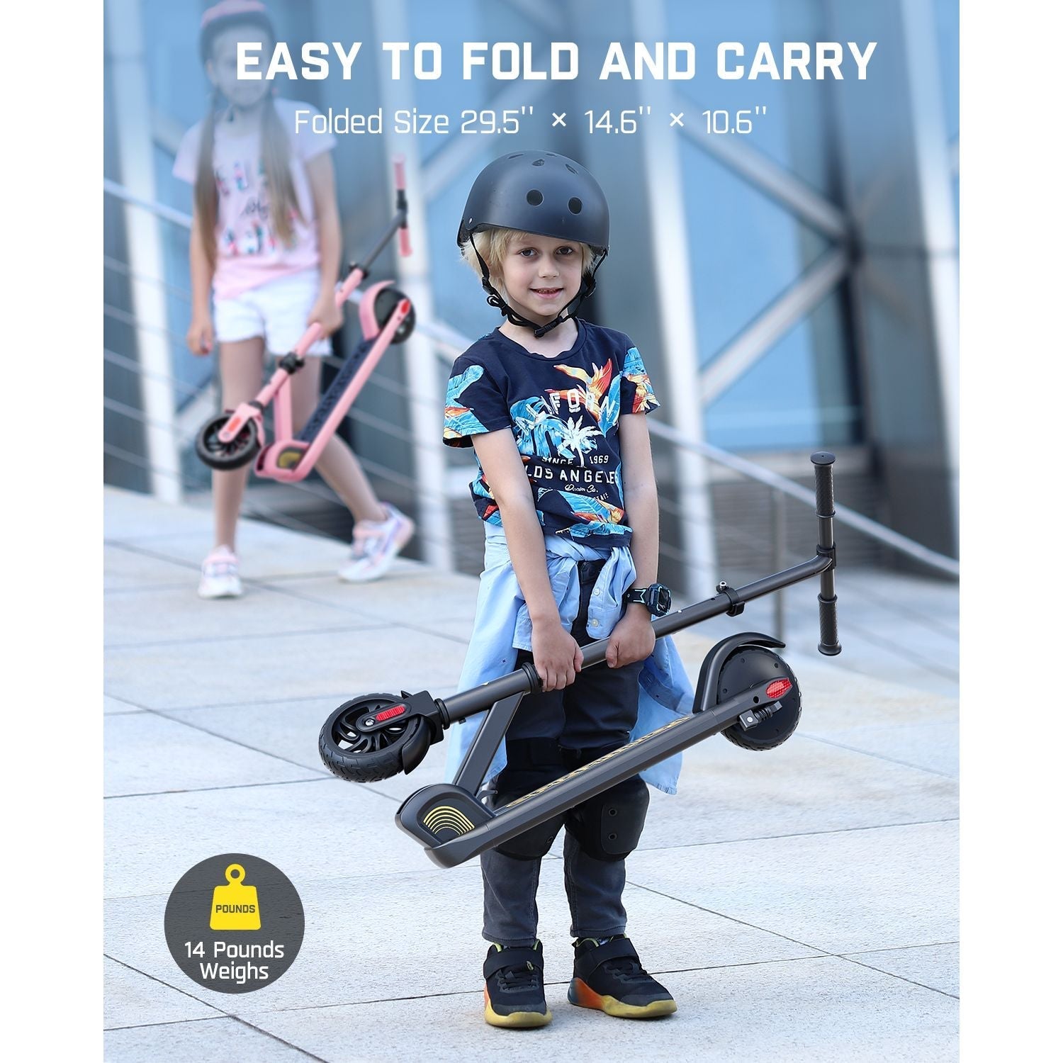 FanttikRide C9 electric scooter for kids, easy to fold and carry, folded size 29.5", weighs 14 lbs