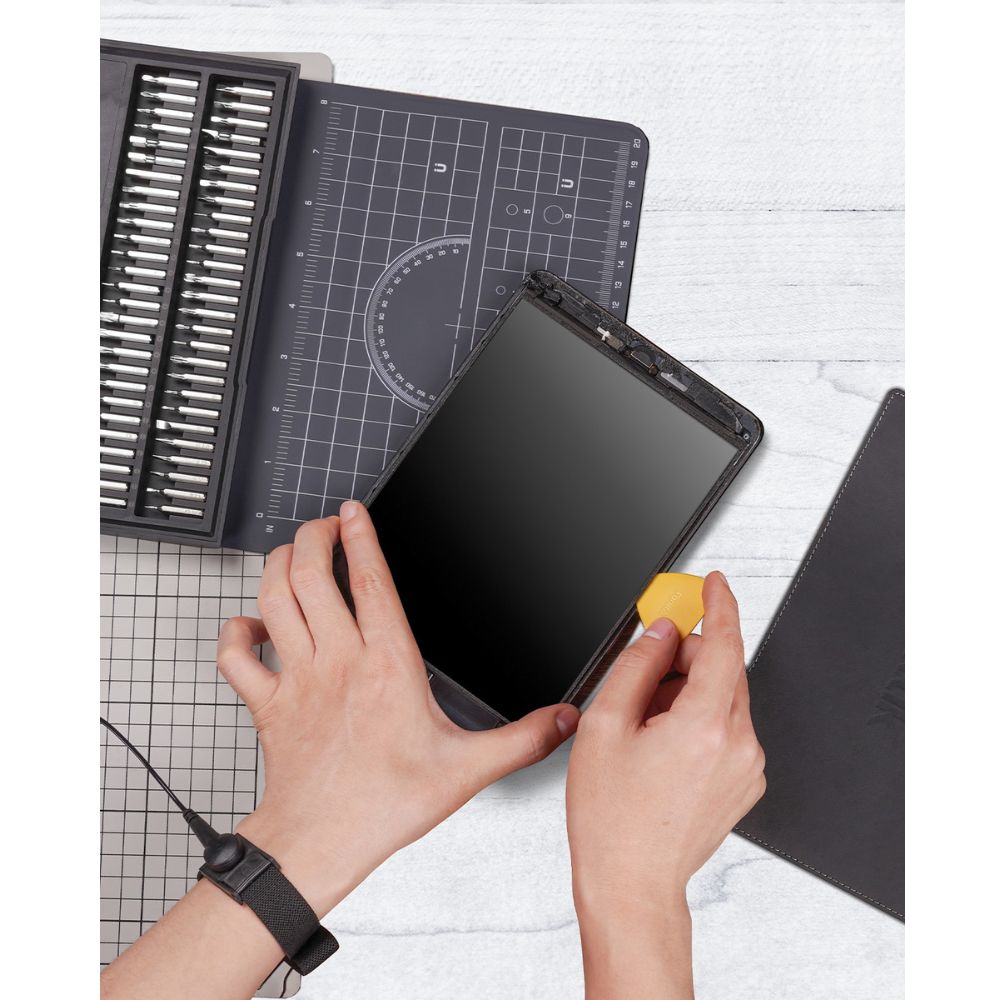 Fanttik E1 NEX Workstation precision electric screwdriver kit for tablet repair. Includes bits and prying tool.