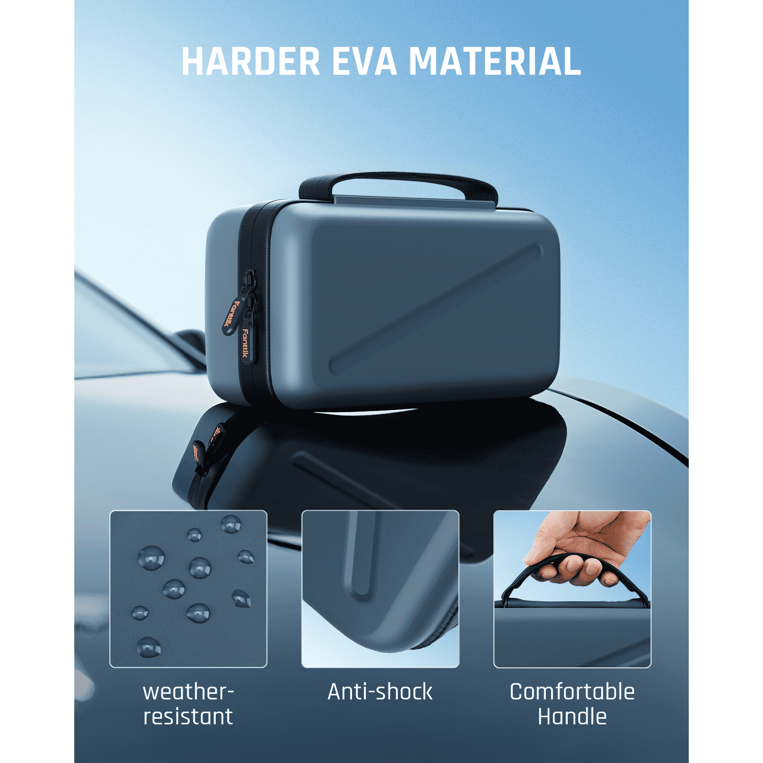 Fanttik EVA case for X8 APEX tire inflator, featuring weather-resistant, anti-shock, and comfortable handle design.