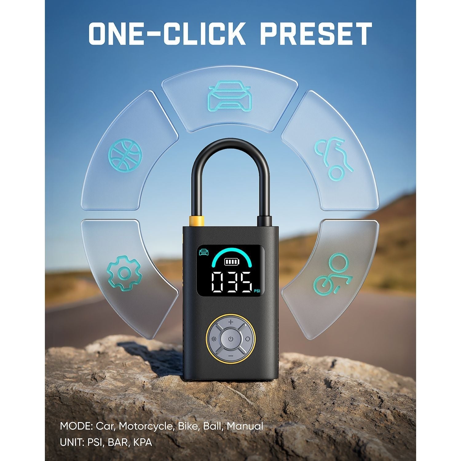 Fanttik X10 Pro tire inflator with one-click preset, digital PSI display, car, bike and ball modes