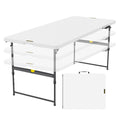 FanttikOutdoor Zeta X6 Pro 6ft folding table with white HDPE top and black steel legs
