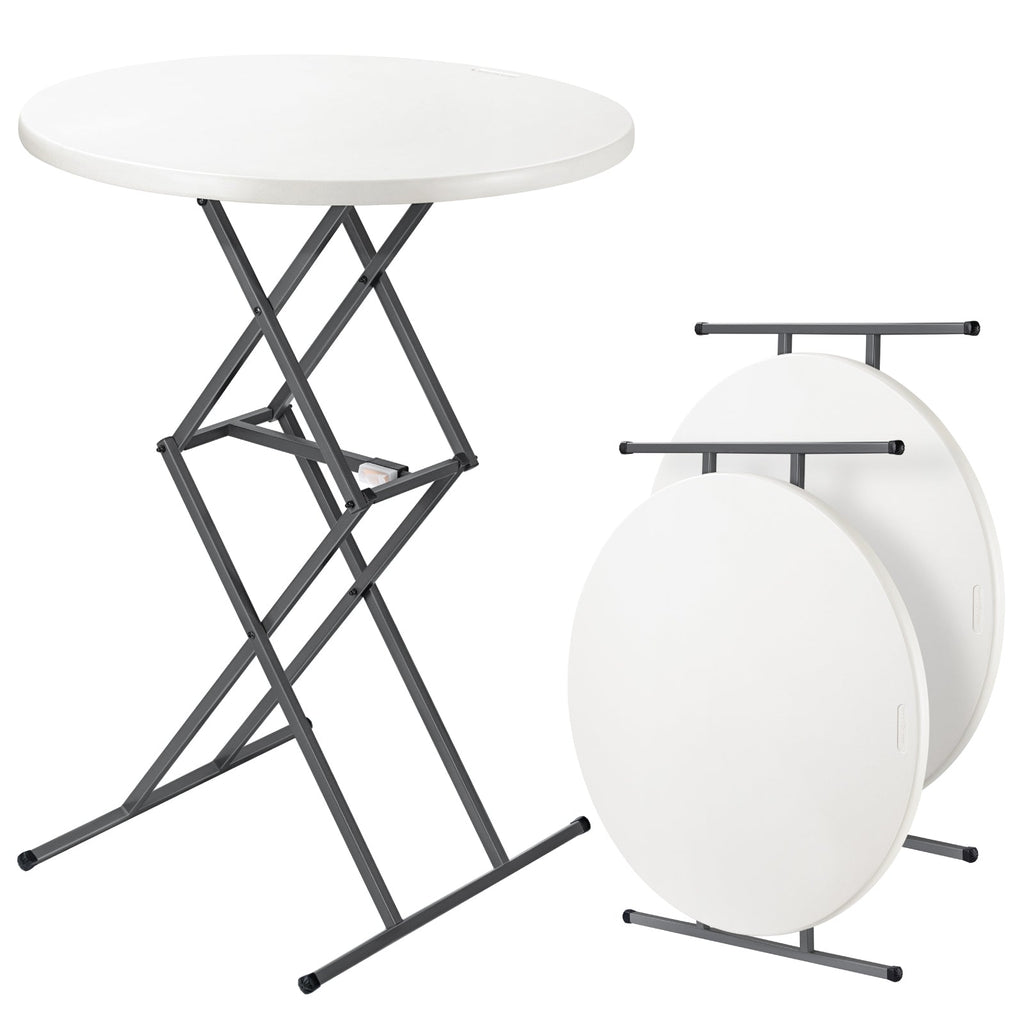 Two white FanttikOutdoor Zeta O3 Pro 32" folding tables, one unfolded and adjustable, the other folded for compact storage.
