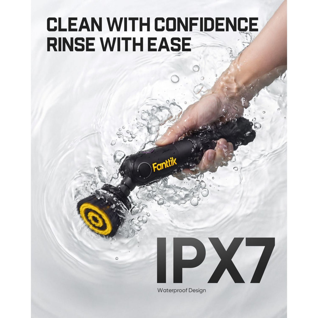 Fanttik Flip G10 Nano waterproof spin scrubber in hand, IPX7 design, rinsing under water