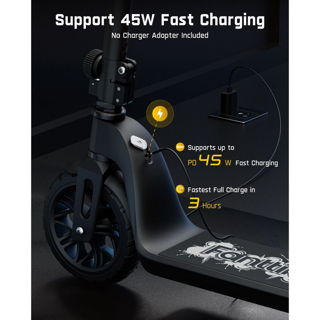 FanttikRide T10 kids' electric scooter with 45W fast charging and 3-hour full charge.